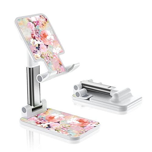 TJIHACNGE Foldable Phone Stand for Desk Adjustable Angle of View Suitable for iPhone Samsung and Other Smart Phones Pink Flowers