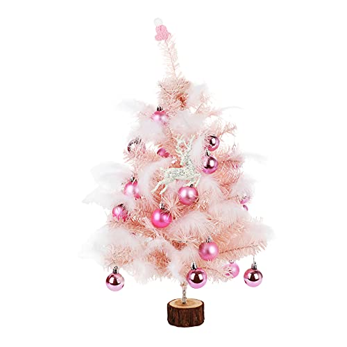 Xindream Tabletop Christmas Tree With Lights, 23'' Prelit Christmas Tree With Balls / Deer / Hat / Feather, Artificial Mini Christmas Tree For Xmas Tabletop Decorations (Battery Operated) #TOP22