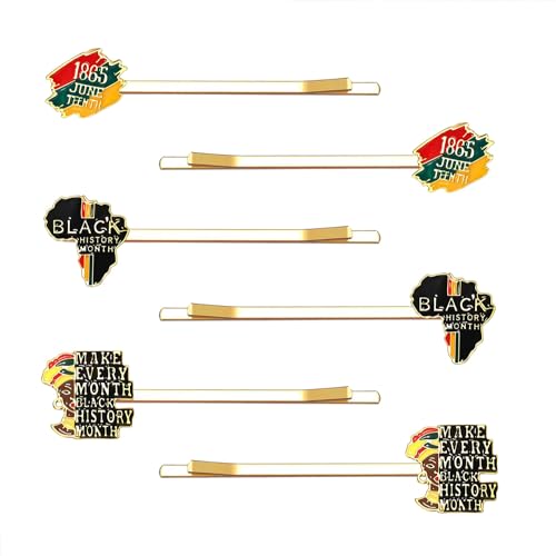 3/6 Pairs Juneteenth Hair Clips for Women African Map Hair Clips Enamel Black Women Power Fist Black Queen Hairpins Juneteenth African Hair Accessories Outfits Party Favors Gifts