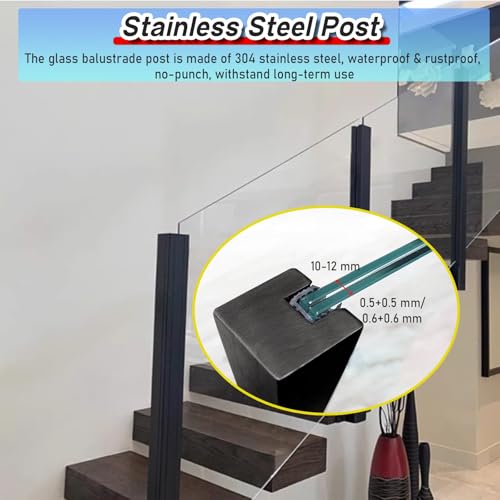 Poteau de balustrade en verre pour terrasse extérieure avec support - 4