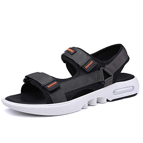 Xingyue Aile Slippers & Sandalen Zomer Outdoor Ademende Strand Sandalen Voor Mannen, Open teen Mode Wandelen Wandelen Vlakke Sandalen Doek Haak & Loop Band Anti-Slip Schoenen ( Kleur: Zwart , Maat : 40 EU ) - Afbeelding 5