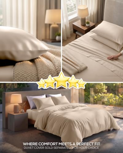 Image of Utopia Bedding Twin Sheet Set 3 Piece Soft Sheets - Beige