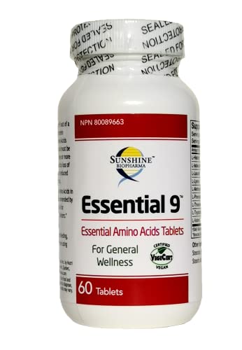 All 9 Essential Amino Acids. Sunshine Biopharma Offers The Ideal Essential Amino Acids Formulation as Tablets for General Wellness, Endurance, Improved Mood and Performance. Vegan Certified