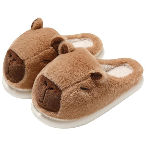 Parent-Child Fuzzy Slippers Cute Capybara Shape Soft Cozy Warm Anti-Slip Soles Indoor Fluffy Slippers Gift for Christmas