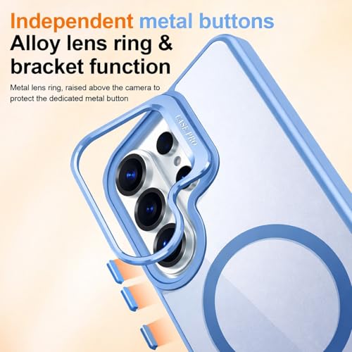 Image of VONZEE Compatible for Samsung S26 Ultra 5G Case, Compatible with MagSafe, Military-Grade Protective Case, Built-in Stash Stand Phone Case, Scratch-Resistant Back Cover, Classic Series|Official Blue