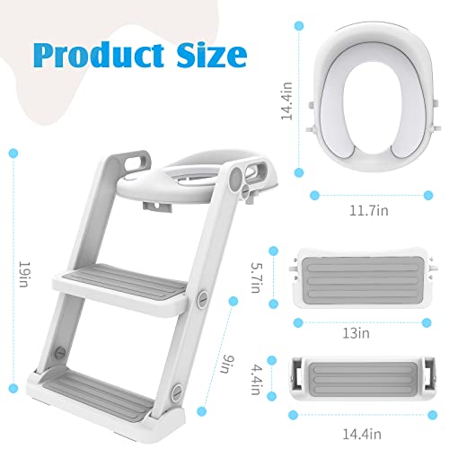 Victostar Potty Training Seat With Step Stool Ladder, Foldable Potty Training Toilet For Kids Boys Girls Toddlers-Comfortable Cushion Safe Handle Anti-Slip Pads #TOP5