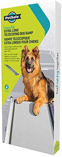 PetSafe Happy Ride extra Lange teleskopische Rampe, seitlich, tragbar für Hunde. Geeignet für Verschiedene Fahrzeugtypen. Strapazierfähiger Aluminiumrahmen bis 136 kg, hohe Griffigkeit