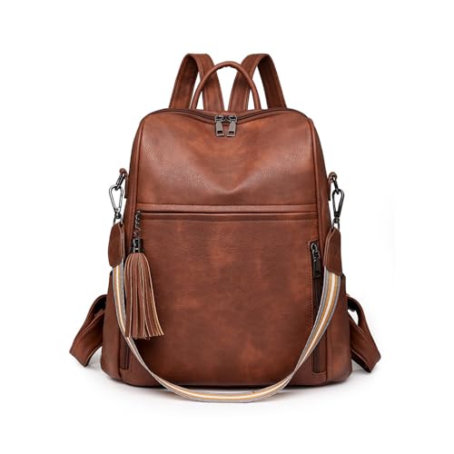Sac à dos tendance pour femme LOXOMU grand modèle multi-poches en cuir PU chic