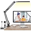 ZTree LED Desk Lamp, Desk Light for Home Office, Adjustable Table Lamp with Clamp, 3 Color Modes 10 Brightness Levels LED Lamp with Memory Function