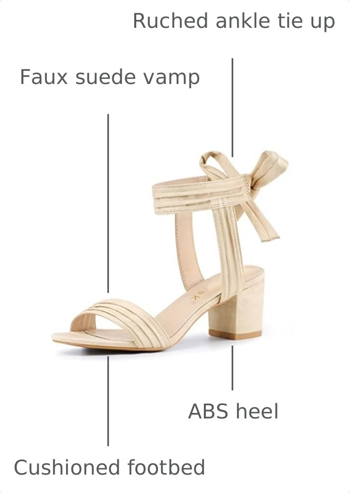 Image of Allegra K Women's Open Toe Ankle Tie Back Block Heels Sandals