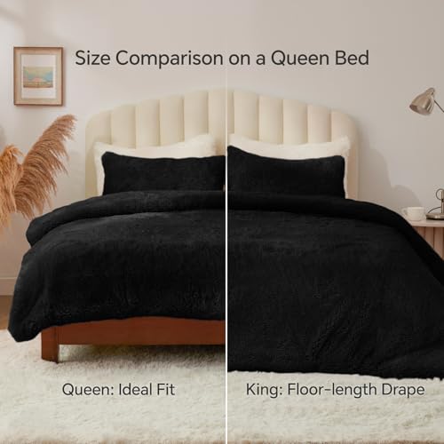 Image of BEDELITE Black Fluffy Comforter Set Full, Fuzzy Faux Fur Comforter
