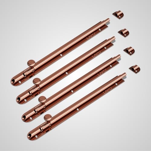 LAPO 4 Pack Heavy Duty Stainless Steel Tower Bolt 12 Inch,Tower Bolt for Main Door and Bathroom,kundi Latch for bedroom, Chitakni, Tower Bolt for Home,Offices Doors,Window (Rose Gold Finish,Pack of 4)