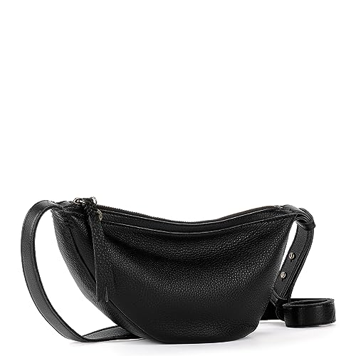 The Sak Tess Sling Bag in Leather, Adjustable Crossbody Strap, Black