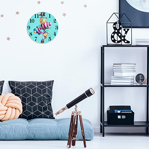 Horloge murale bleue silencieuse 25,4 cm lisible sans bruit