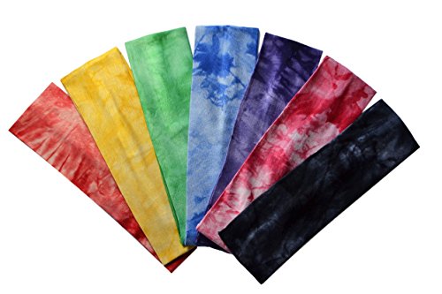 Funny Girl Designs Set of 7 Marble Tie Dye Cotton Lycra Stretch Headbands