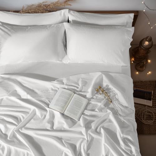 Image of LBRO2M 100% French Pure Linen Sheet Set 6Pcs, 16 inch Deep Pocket Cal King