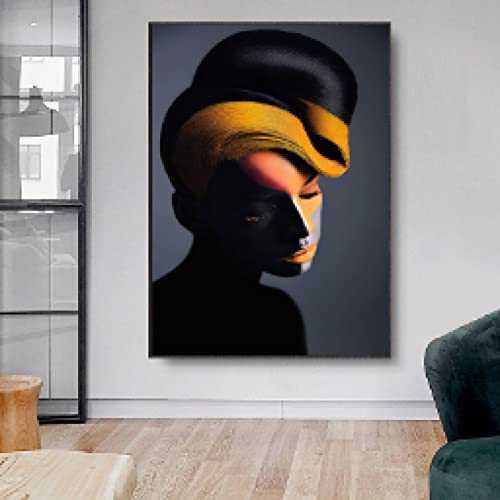 Tableau femme noire africaine 35x50 cm sans cadre affiche salon