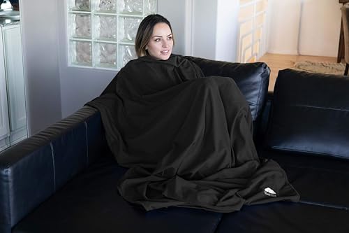 Image of BlueHills Ultra Compact Travel Blanket 2 Pack Large Soft Cozy Portable Blanket Sheet with Carry Case and for Flight Airplane Car Layover Camping Hotel C203-2PK-Black