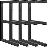 AKOZLIN 3-Ebenen Holzlagerungsregal Wandmontiertes Holzrohrregal Holzorganisator-Dienstprogrammregal Hochbelastbares Metall-Holzregal für den Innen- und Außenbereich, Schwarz (Pack of 4)