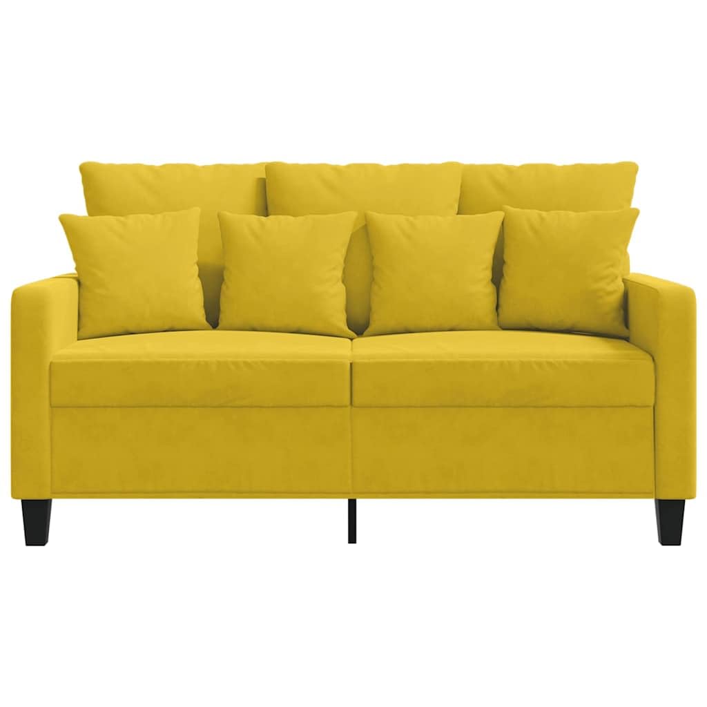 Canapé 2 Places, Causeuse de Salon Fauteuil Sofa 2 Places Jaune 138 x 77 x 80 cm Velours