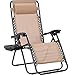 Chaise Longue Jardin, Ergonomique et Respirante Pliable, Fauteuils Relax Pliants avec Coussin de Tête Réglable et Porte-Gobelet, Structure en Acier, pour Jardin, Salon et Plage, Beige