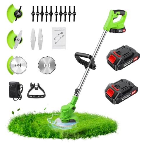 RAXONE Cordless Weed Wacker, 3-in-1 Battery Powered Weed Eater Electric Grass Trimmer Lawn Edger with 2 * 2000mAh Batteries & Charger, Lightweight Trimmer Lawn for Garden Yard Pruning Yard