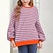 Kids Girls Striped Pullover Shirts Toddler Long Sleeve Cotton Crewneck Sweatshirt Tops Block Color (Yellow, 5-6 Years)