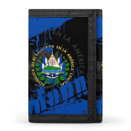 El Salvador Flag Trifold Wallet with ID Window ID Card Holder Wallets Travel Wallet Coin Zipper Pocket4