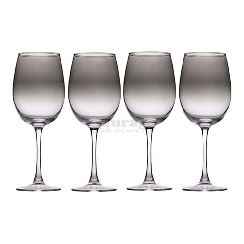 alpina Bicchieri da vino – 4 pezzi – 360 ml – Trasparente con effetto fumo