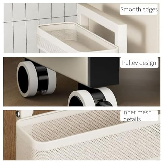 ?Narrow Storage Cart Kitchen Storage Rack Slim Shelf with Wheels Removable Organizer for Kitchen Living Room Space Saver(4 Tier)-A33VhMuI