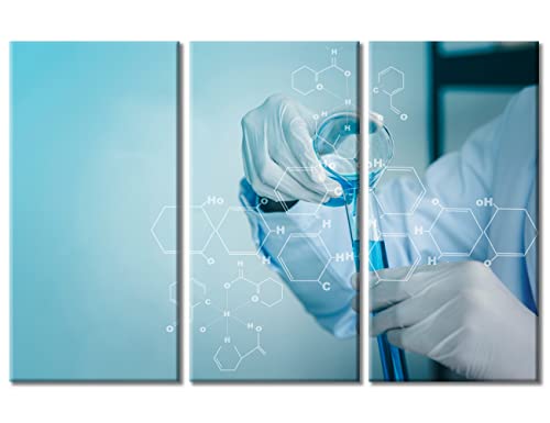 Image of TUMOVO 3 Piece Clinical Laboratory Black and White Wall Art Medical Artwork Wall Decor for Bedroom Medical Scientific Experiments Wall Art Print on Canvas Framed Ready to Hang (42 inch Wx28 H)