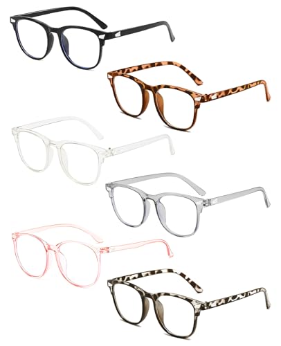 ALONK 6 Stück Blaulichtfilter Brille Damen und Herren, Brille ohne Stärke mit Superleichtem Design und Schutz vor Ermüdung für Bildschirmarbeit, Gaming und Alltag