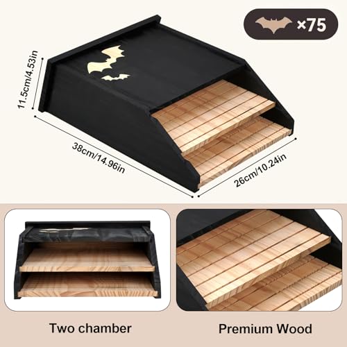 Bat House, Large Weatherproof Bat Houses for Outdoors Durable Easy to Install Bat Box for Trees Designed to Attract Bats Shelter for Yard Garden Patio