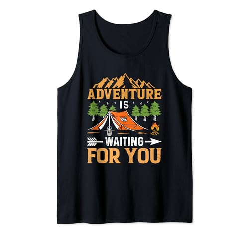 La aventura te está esperando Funny Camper Camp Camping Camiseta sin Mangas