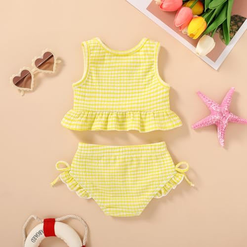 Image of HAPPYMA Baby Swimsuit Toddler Girl Bathing Suit Summer Stripe Bikini Set Beach Two Piece Swim Wear