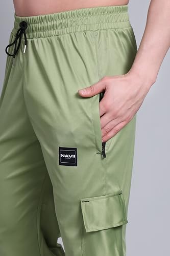 Image of Lycra Blend Cargo Track Pant for Men | Multi Pocket Lycra Stretch Fabric | Comfortable Stylish Joggers for Running Sports Casual Wear | Boys Gym Lower Activewear
