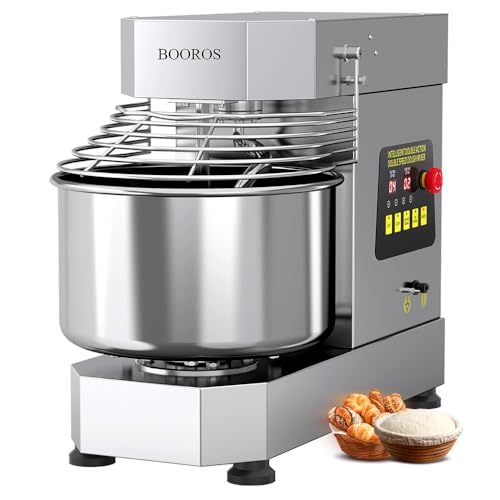 BOOROS Commercial Dough Mixer 750W Dual Rotating Dough Kneading Machine Pizza Dough Mixer 10.5Qt Capacity with Timer & Safety Shield Make 2.2-11Lbs of Dough Suitable for Bakery Pizzeria,110V