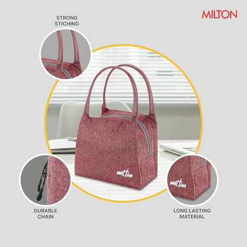 Image of MILTON Fancy Lunch Bag I Design Tiffin Bag for Office for Men, Women I Eco Friendly, Spacious, Durable I 2.44 L I Maroon