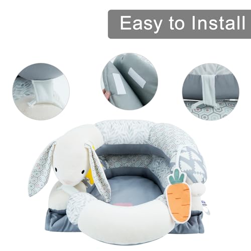 Image of Lovvie & Joy 2-in-1 Tummy Time Mat & Seated Support Pillow,Baby Tummy Time Pillow Support for Newborns and Older Babies,with Detachable Support Pillow and Toys Rabbit