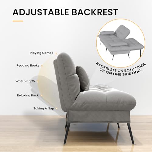 image for ALINKEY 72″ Futon Sofa Bed, Convertible Futons Couch with Adjustable