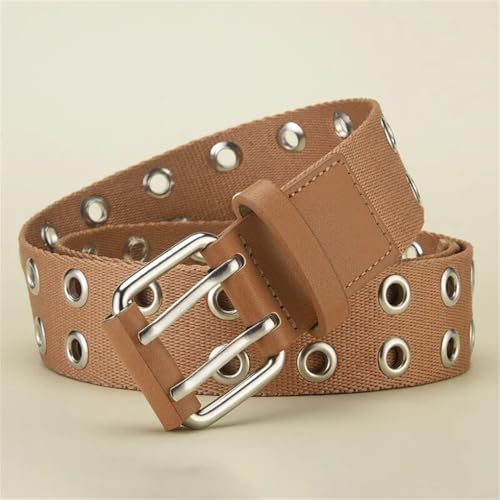 Men's Canvas Belt Double Row Buckle Casual WOMEN's Outdoor Sports Belt With Cargo Pants Cowgirl 6