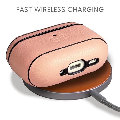 Dreem Vegan Leather AirPods Pro 3 Case Cover, Keychain Carabiner Clip, for Apple AirPods Pro 3 Case, Leather + Protective Hard Plastic Shell, MagSafe OK, with Reveal Motion Effect [Om:Pink] by dreem - Image 4