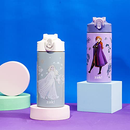 Zak Designs Disney Frozen Anna Movie Vacuum Insulated Thermal Kids Water Bottle 14 Oz 18/8 Stainless Steel With Flip-Up Straw Spout And Locking Spout Cover, Durable Cup For Sports Or Travel #TOP7