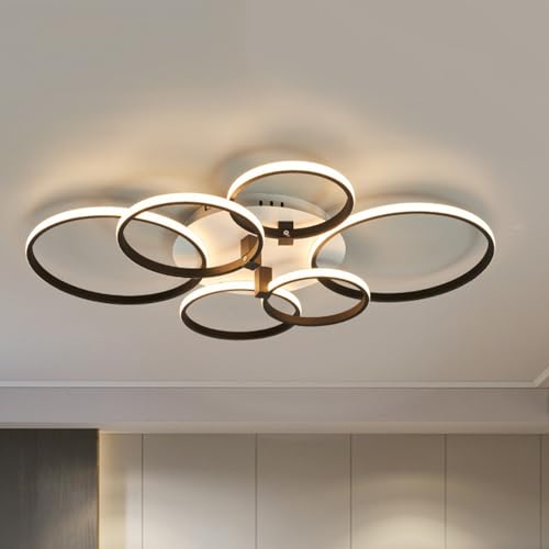 AWEITG Lámpara de techo LED moderna, lámpara montaje empotrado circular 6 anillos, 70 W, iluminación interior cerca for dormitorio, baño, cocina, pasillo, Diámetro: 80 cm