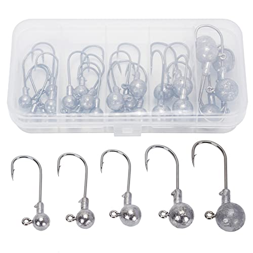FLYAMAPIRIT Jig Heads Angelhaken 4X Power Lead Head Haken Angel Jig Heads Set 25 Stück in 5 Größen (3,8 g 5 g 7 g 10 g…