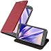 Produktbild Cadorabo Hülle kompatibel mit Samsung Galaxy J3 2017 aus Premium Kunst Leder Flip Klappbare Stoßfeste Magnetische [Standfunktion] [Kartenfächern] Cover Hülle für Galaxy J3 2017 Tasche in Rot