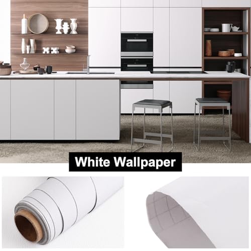 Papel tapiz blanco autoadhesivo lavable e impermeable para forrar armarios de cocina 6