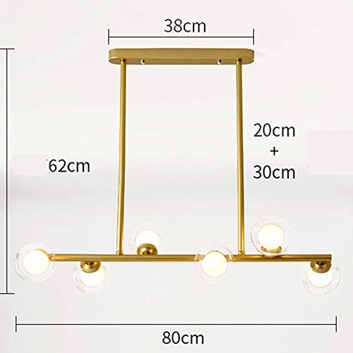 Lustre long luxueux en verre doré YRYRYW pour éclairage raffiné d'îlot de cuisine - 6