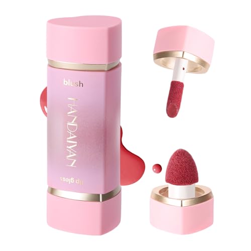 Liquid Blush for Cheeks, 2-IN-1 Lip Gloss Blusher With Double-Head Brush, Highly Pigmented Long-Lasting Blush Makeup and Lip Tint, Multi-use Moisturizing Creamy Blusher (Rose Red)