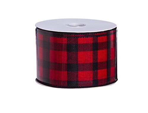 Cypress Home Decorative Holiday Accent Buffalo Plaid Tree Ribbon Wired Christmas Bow Ribbon or Craft Ribbon for Everyday Decor 2.5 Inches